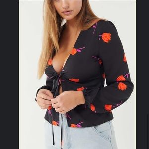 Urban Outfitters Galiana Floral Tie Front top